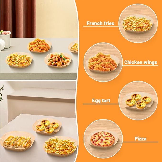 Air Fryer Liners Disposable, 100PCS Non-stick Disposable Airfryer Liners, 9 Inch Unbleached Parchment Paper, Round Air Fryer Paper Liners for 5-8QT Air Fryer, Baking, Roasting Microwave