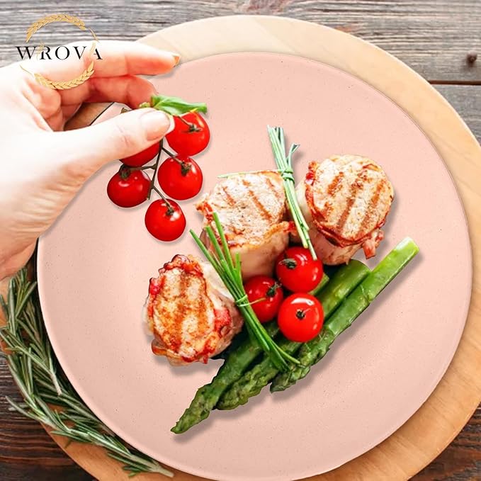 Wheat Straw Dinnerware Sets 40PCS, Unbreakable Plates and Bowls Sets Service for 8, Microwave and Dishwasher Safe Dish Set, Dinning Plates/Cereal Bowls/Drinking Cups for Kitchen,Camping-Nordic