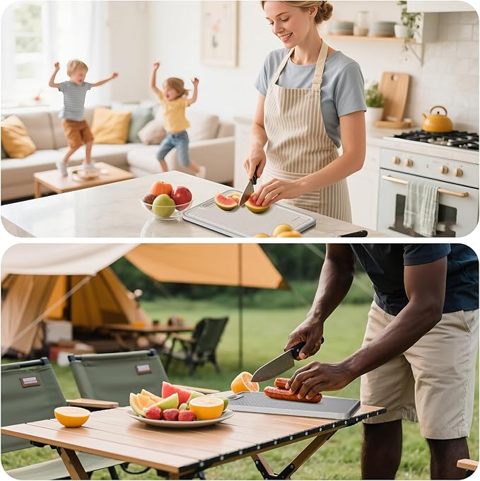 Titanium Cutting Board, Dual Sided Food Grade Titanium & Wheat Straw PP, Non Slip Scratch Resistant Easy Clean, cutting boards for kitchen, 15.16" x 10.43"