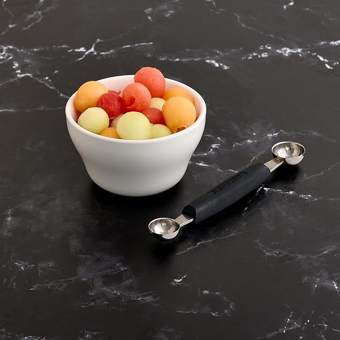 CatCora Melon Baller, Professional 18/8 Stainless Steel Dual Blades 22/30-MillimeterFor Melon Balls and Garnishes, Ergonomic Soft-Grip Handle