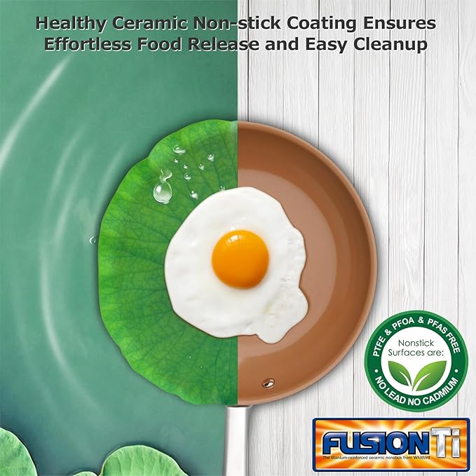 duxtop Ceramic Nonstick Frying Pan 8" Stir Fry Pan Skillet with Stainless Steel Handle, PFAS Free, Dishwasher & Oven Safe, All Stovetops & Induction Compatible