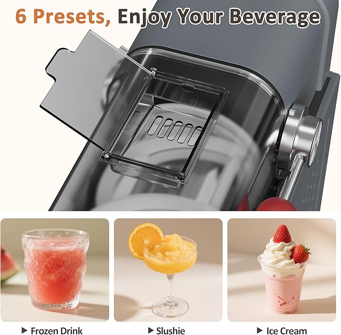 Slushie Machine, Slushy for Home No Ice Need, Professional Frozen Drink Maker & Margarita Machine, 6 Presets for Milkshakes, Frappés, Slush, Ice Cream, Large Capacity. Black