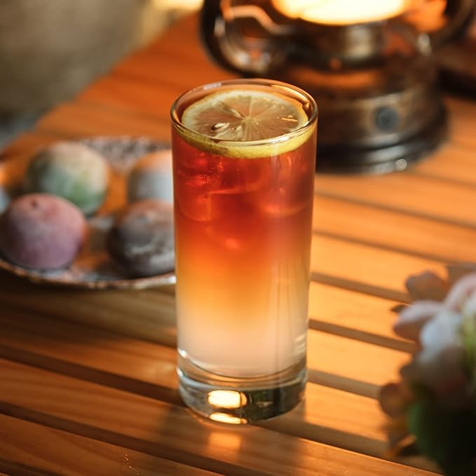 LUXU Premium Highball Drinking Glasses (Set of 6)-7 oz Tom Collins Glasses,Clear Tall Glass Cups,Cute Cocktail Glasses,Lead-free Water Glasses Bar Glassware for Mojito Beverages and Mixed Drinks