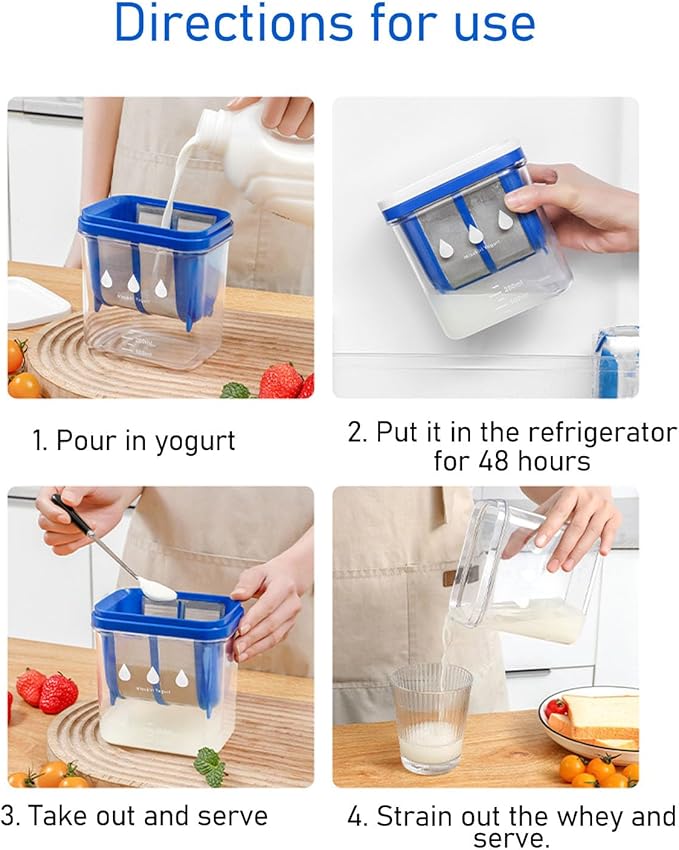 ZJchao Greek Yogurt Strainer, 0.05 Gallon/200ml Stainless Steel Non Stick Yogurt Filter for Thick Greek Yogurt, Soybean Milk, Berries, Soup, Fruit Juice, Coffee