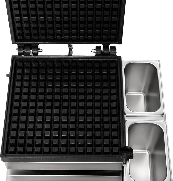 2200W Commercial Waffle Maker, Electric Square Waffle Maker Non-Stick Stainless Steel Belgian Waffle Iron w/Time & Temper Adjustable|Oil Spill Chute, Large Waffle Machine for Restaurant Party Food