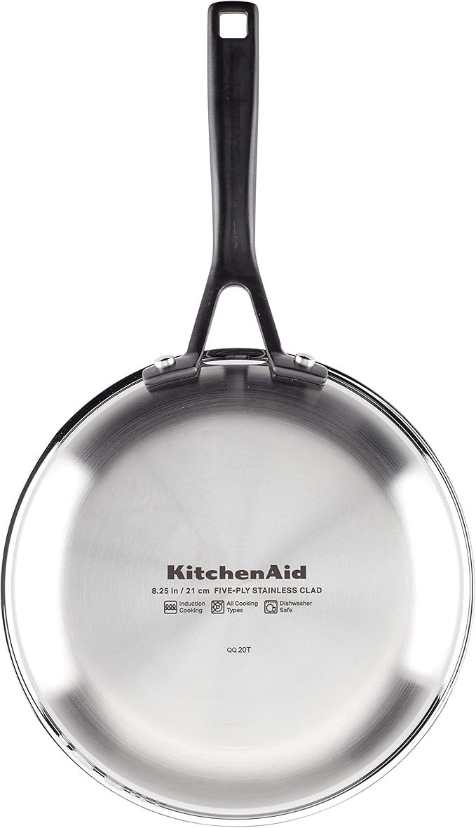 KitchenAid 5-Ply Clad Stainless Steel Cookware Pots and Pans Set, 10 Piece, Polished Stainless