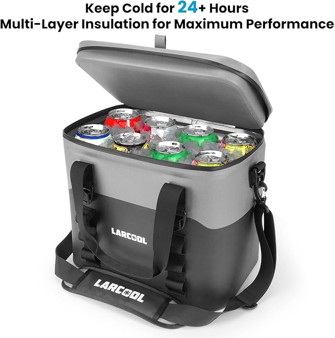 Soft Cooler Bag 24 Can Ultra-Tough Small Cooler, Insulated Soft Sided Cooler Bag, Portable Small Ice Chest with Shoulder Strap, Waterproof Cooler Bag for Camping, Beach, Picnic, Car, Fishing