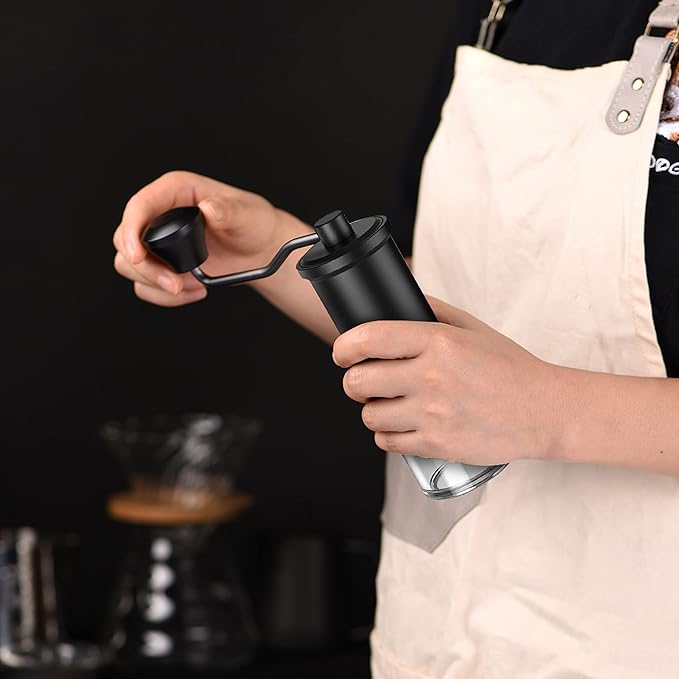 Manual Coffee Grinder - Adjustable Conical Burr Mill for Espresso, French Press, Pour Over - Portable Hand Crank, Stainless Steel, Travel & Camping