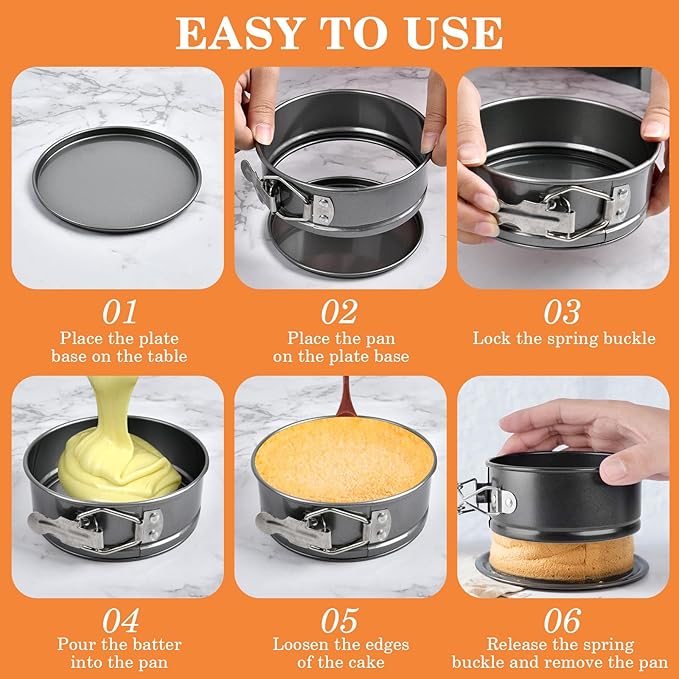 8 Pcs 4.8 Inch Springform Pans, Mini Round Cheesecake Pans with Removable Bottom, Steel Nonstick Cake Pans for Baking, Pizzas and Quiches