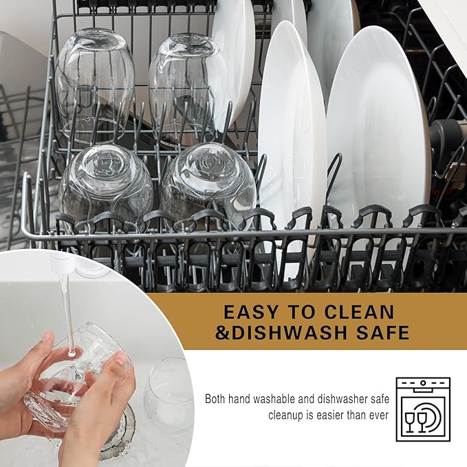 Stemless Wine Glasses Set of 4, 18 Ounces Red & White Wine Glasses for Party, Lead-free, Ideal Wine Accessories Gift (Clear)