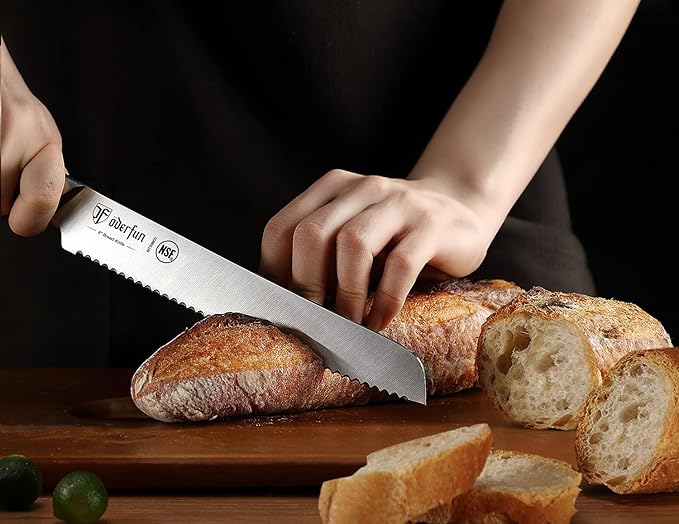 Bread Knife:8 Inch Ultra Sharp Bread Serrated Knife, High Carbon Stainless Steel Bread Knife for Homemade Bread, Full Tang Cuts Cleanly for Efficient Slicing Sourdough Bread, Bagels, Cake