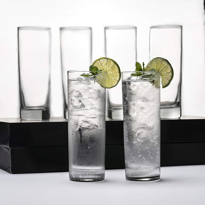 LEMONSODA Premium Highball 12oz Glass Set - Elegant Tom Collins Glasses Set of 6, 12, and 48 Tall Drinking Water Glasses - Bar Glassware for Mojito, Whiskey, Cocktail (Set of 12)