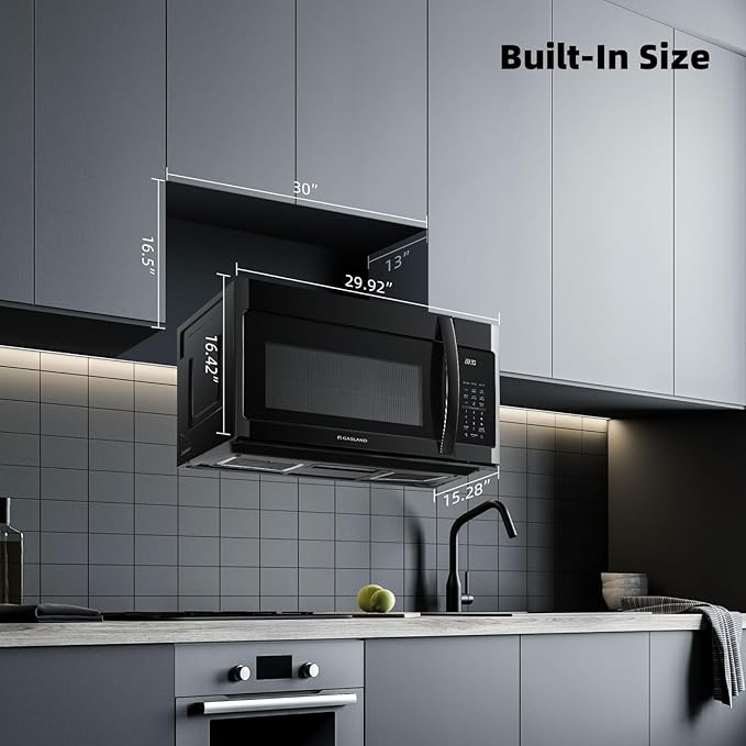 GASLAND Over the Stove Microwave 30 Inch, 1.9 Cu.ft. Over the Range Microwave with 11 Power Levels, One Touch Cooking, 400 CFM,1000W, LED, Turntable, Sensor Cook, Over Stove Microwave Oven, Black