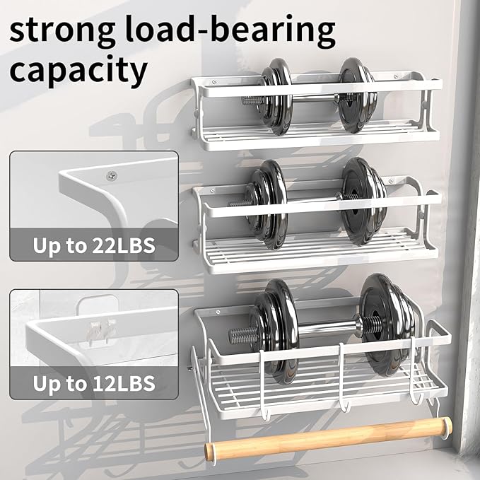 3 Pack White Spice Racks Wall Mount With Paper Towel Holder and Hooks for hanging,Space Saving Spice Rack Organizer for Spice Jars and Seasonings, Spice Organization for Cabinet, Pantry