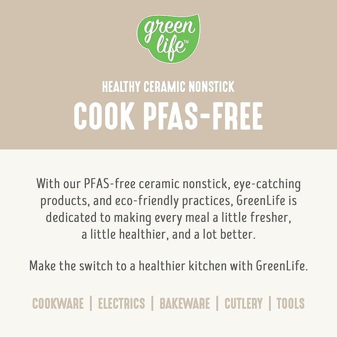 GreenLife 3.5QT Slow Cooker, Non-Toxic PFAS-Free Ceramic Nonstick Removable Interior Bowl, Programmable, Keep Warm, Stovetop & Oven Safe, Dishwasher Safe Parts, Glass Lid, Cream