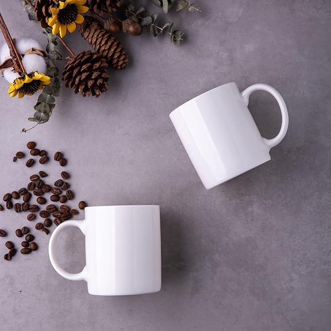 GBHOME 12 OZ Off White Coffee Mugs, Ceramic Coffee Mugs with Large Handle for Man, Woman, Dad, Mom, Light Weight Mugs Set for Latte/Cappuccino/Cocoa/Milk, Dishwasher & Microwave Safe, 4PCS