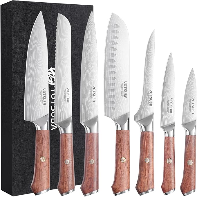 YOTSUBA Kitchen Knife Set, 7PCS Kitchen Knives Set High Carbon Stainless Steel Sharp Knife, Knives Set for Kitchen with Ergonomic Handle