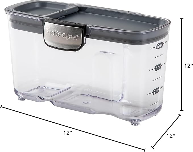 Progressive International ProKeeper+ Clear Plastic Airtight Food Baker's Kitchen Storage Organization Container Canister Set with Magnetic Accessories, 2- Piece Set (Cereal 1.5-Quart)