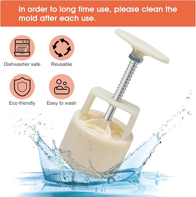 Luxiv Moon Cake Mould, 12 PCS Pattern Hand-Pressure Mooncake Molds for Mid-Autumn DIY Pastry Tool 2 Set with 6pcs Round Flower Mooncake Mode and 6 Pcs Square Pattern Mooncake Mould (White, 100g)