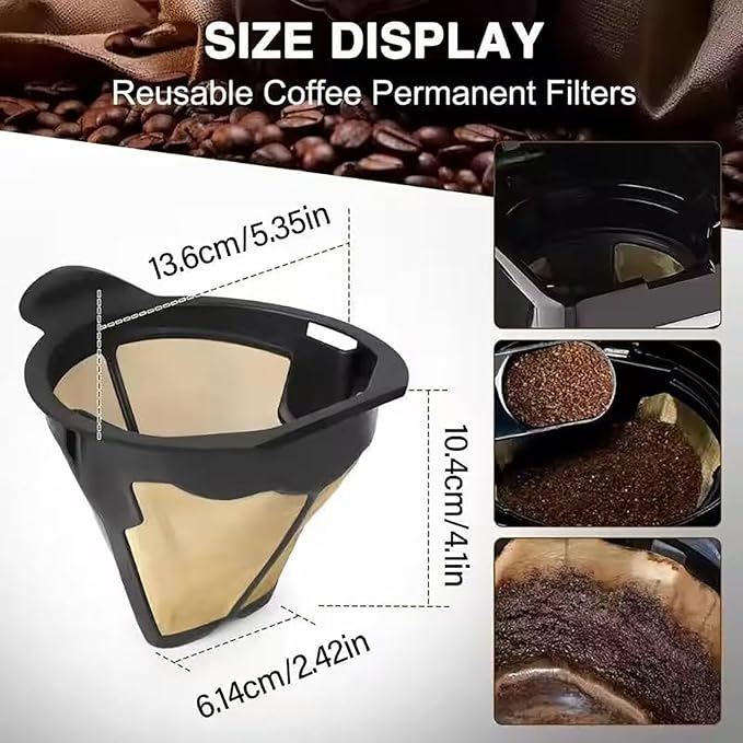 Replacement Parts Cone Reusable Coffee Permanent Filters Compatible with Ninja CM300, CP300, CP307, Coffee & Most Single-Serve Machines (BPA-Free, Easy Clean)