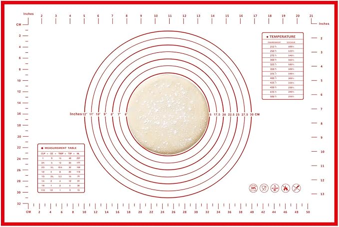 Dough Mat Silicone Baking Mats for Rolling Pastry,Kneading Sheet Sourdough Bread Baking Supplies Red 24x16"