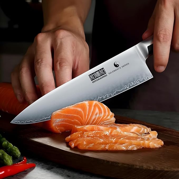 Chef Knife 8 Inch, Japanese High Carbon Steel Kitchen Knife Ultra Sharp Cooking Knife, Professional Chef's Knife with Ergonomic Red Sandalawood Handle