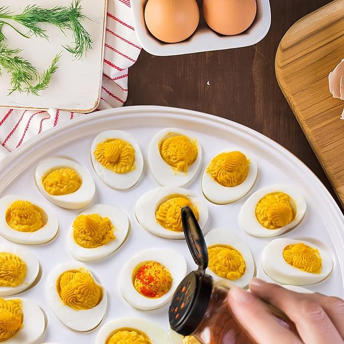 HANSGO Deviled Egg Containers with Lid, Deviled Egg Platter Carrier Holder Trays with 22 Slots for Holiday Party and Home Kitchen, White