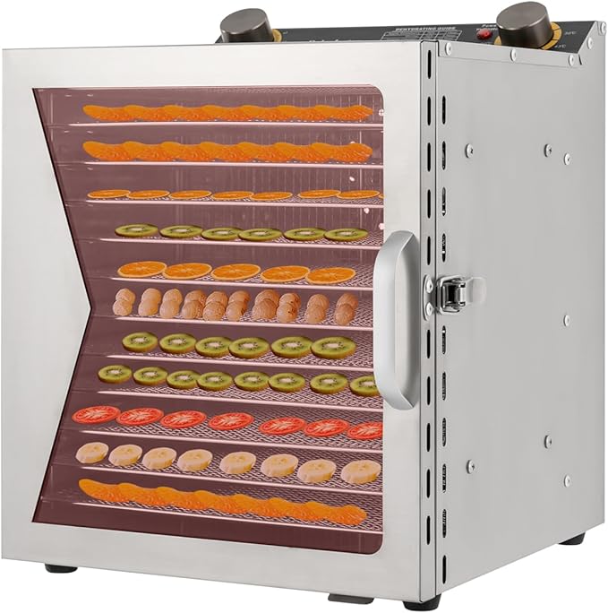 Commercial Food Dehydrator Machine, 800W Electric Dehydrator Machine with 12 Trays, Stainless Steel Dehydrater Biltong Maker for Herbs, Veggies, Fruits, Meat, Yogurt & Dog Treats