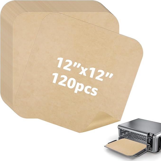 12 inch Air Fryer Parchment Paper Squares, 120 Sheets Unbleached Pre-Cut Baking Disposable Paper Liner for Ninja Foodi Flip S SP101 SP201 SP301 SP351, Cuisinart Toaster Oven