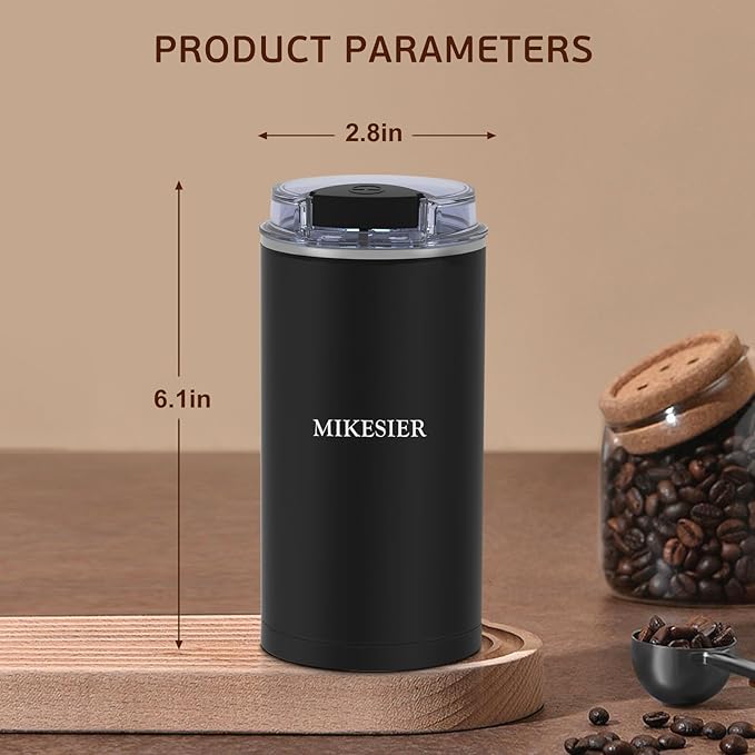Coffee Grinder, Coffee Bean Grinder Electric, Herb/Spice/Nut Electric Grinder with 304 Stainless Steel Blade One Touch Operation for Kitchen or Home Use, Black