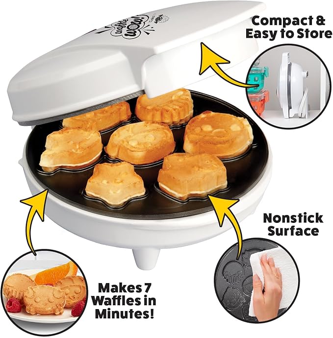 Sea Creature Mini Waffle Maker- Create 7 Different Ocean Animal Shapes in Minutes, Breakfast Fun Cool for Kids & Adults w/Novelty Aquatic Pancakes - Electric Non-Stick Waffler Iron, Holiday Gift