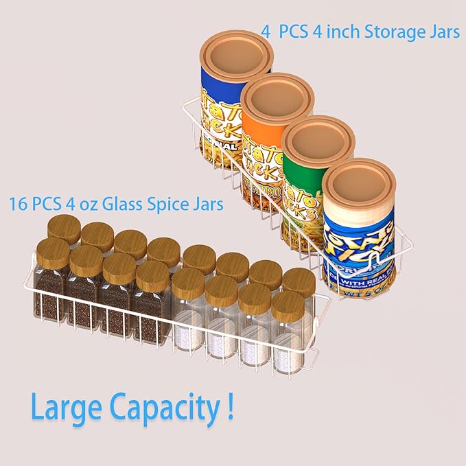 8-Tier Over The Door Pantry Organizers, Pantry Door Organizer and Storage with Adjustable Baskets,Heavy-Duty Metal Spice Rack,essential kitchen and home Shelves (white)