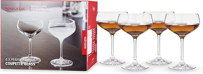 Spiegelau Prefect Coupette Cocktail Glasses, Coupe Martini Glasses, Stemmed Drinkware, European Crystal, Drinkware Glass Set of 4, 8.3 oz.
