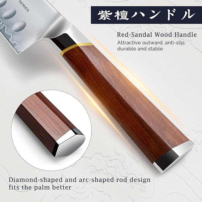 3 Pieces Knife Set, Ultra-Sharp Japanese Super Steel Kithen Knives Set, Professional Chef Knife Set with Ergonomic Wooden Handle & Gift Box