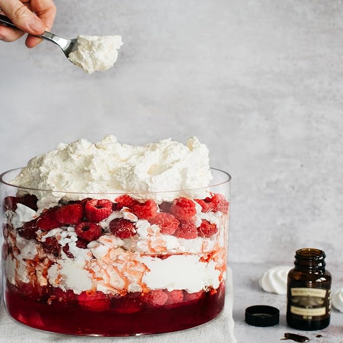 104oz Large Glass Trifle Bowl with Lid, Modern Design Clear Glass Round Dessert Centerpiece Serving Bowl for Laying Ice Cream Cakes, Salad, Fruit, Microwave & Dishwasher Safe