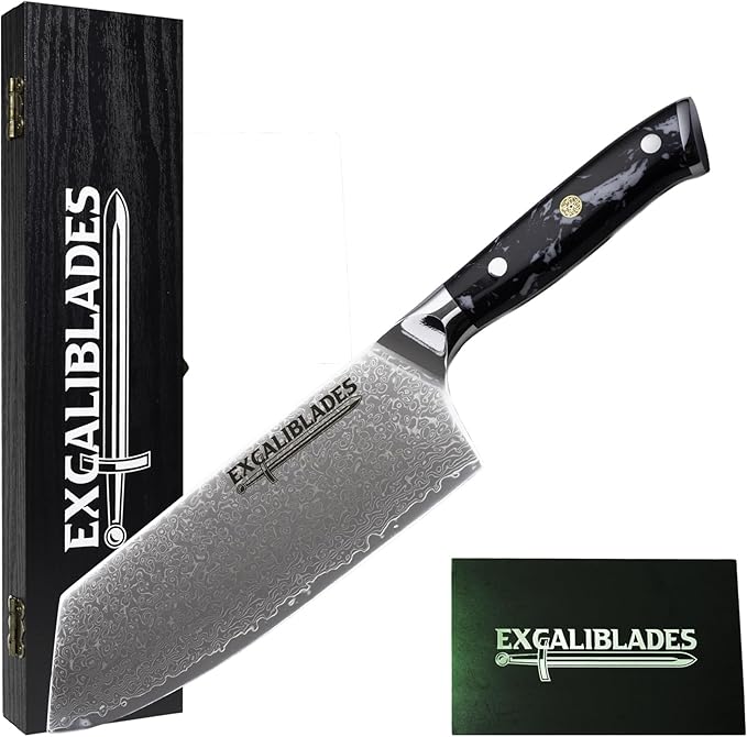 Cleaver Knife 7 Inch – VG-10 Damascus Stainless Steel, Razor Sharp, Full Tang, Ergonomic G10 Handle – Heavy Duty Kitchen Knife for Meat, Bone, Vegetables, BBQ – Durable, Rust-Resistant
