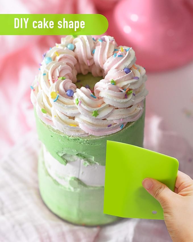 (2PCS) Dough Scraper Bowl Scraper ,Food safe Plastic Dough Cutter, Flexible Plastic Scraper Practical Bench Scraper Multipurpose Food Scrappers for Bread Dough Cake Fondant Icing