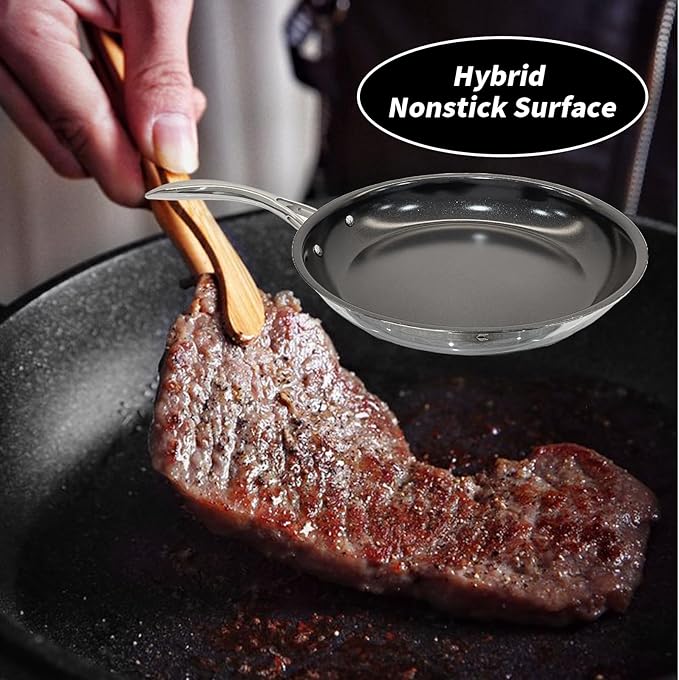 12" Nonstick Ceramic Frying Pan with Lid - PFOA & PTFE-Free, Oven & Broiler-Safe - Thick 2.5mm Four-Layer Construction, Anti-Scalding Handle for All Stovetops (Induction/Gas etc)