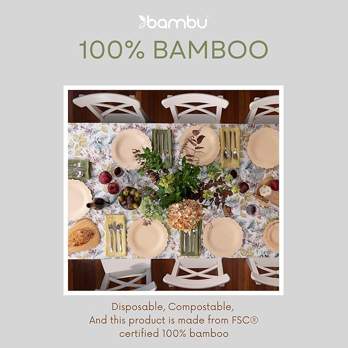 Bambu Pack of 24-3.5 Inch Disoposable Bamboo Square Tasting Plates, Biodegradable Eco Friendly Products, Bamboo Disposable Plates for Events, Compostable