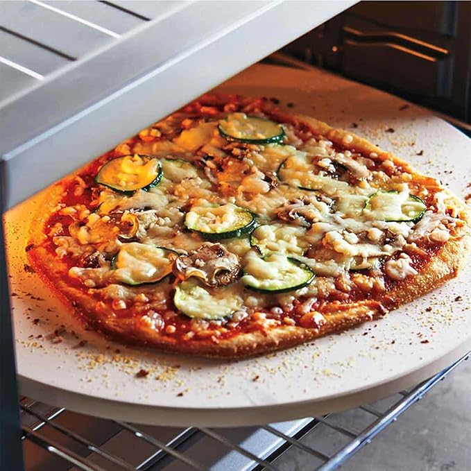 9'' Pizza Stone for Oven and Grill Round Baking Stone Heavy Duty Cordierite Pizza Cooking Pan for Indoor Electric Ovens Baking Crisp Crust Pizza Bread with RV Oven Home(23cm*1cm)