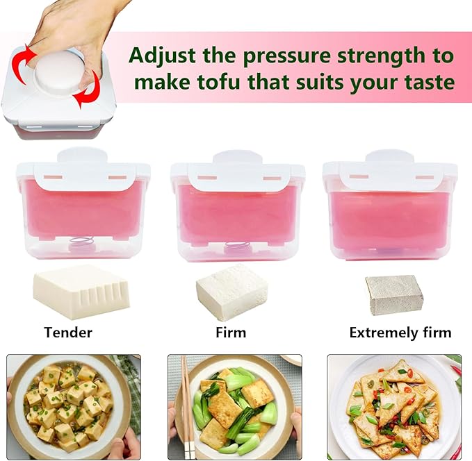 Adjustable Tofu Press - Effortlessly Remove Water from Silken, Firm & Extra Firm Tofu, BPA-Free, Dishwasher Safe - Perfect for Tofu and Cheese Enthusiasts