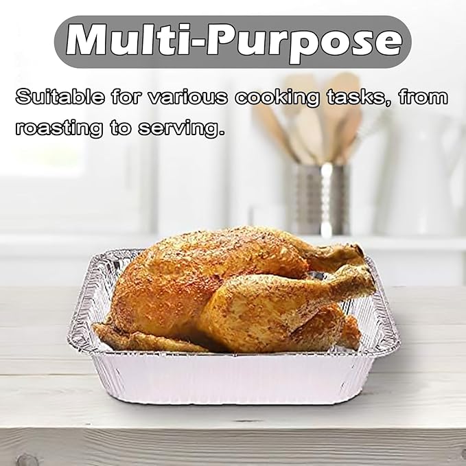INFINITY EL Disposable Aluminum Foil Pan 25 Pack | Half Size 12.5" x 10" x 2.5" Deep Disposable Baking Pan | Heavy Duty Aluminum Foil Pan for Roasting Turkey, Lasagna, Thanksgiving, Christmas, Pary
