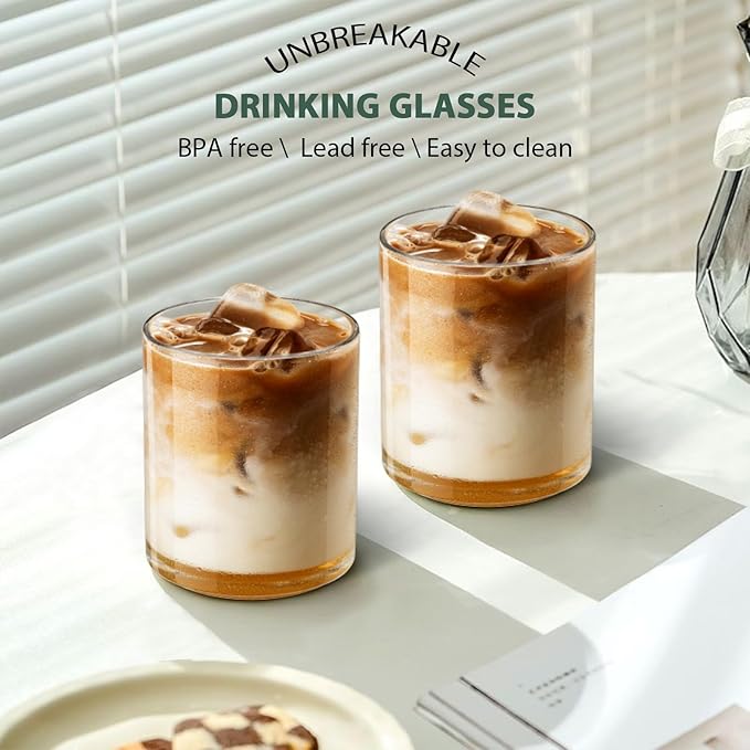 12 Oz Plastic Whiskey Glasses Set of 6 – Unbreakable Old Fashioned Cocktail Cups, Clear Reusable Plastic Drinking Glasses, Outdoor Glassware, Dishwasher Safe & BPA-Free