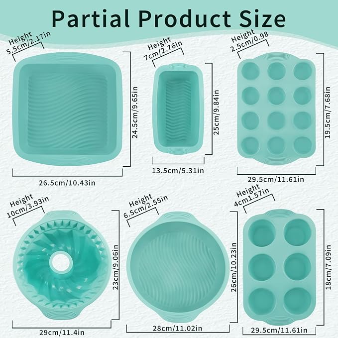 32 Pieces Silicone Baking Pans Set, Nonstick Bakeware Set for Kitchen Oven, Silicone Cake Molds, Round/Square Cake Pan, Baking Sheet, Loaf Pan, Donut Muffin Pans