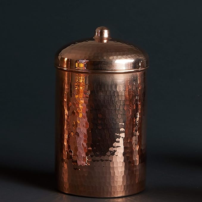 Sertodo Copper Kitchen Canisters | Polished, 2 Quart Capacity | Elegant Functional Storage | Hammer Polished for Shine & Durability | Eco-Friendly Recycled Copper | Timeless Elegance for Your Kitchen