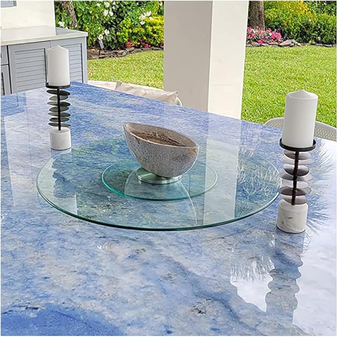 20" Glass Lazy Susan Turntable for Dining Table Large Tabletop Centerpiece Kitchen Rotating Tray Clear Serving Plate Round