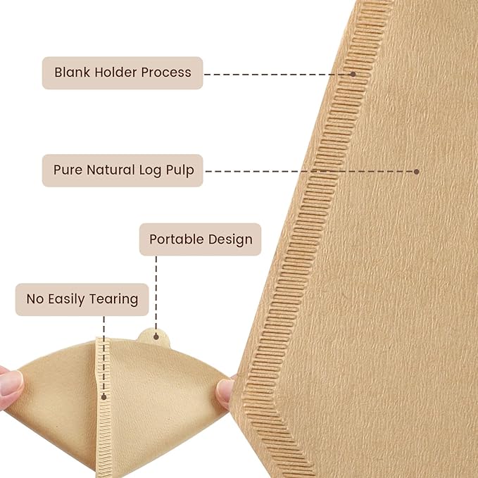 Coffee Filters 200 Count, Size 02 Cone Filters 2-6 Cup, Unbleached Disposable Natural Paper Filters, 02 Cone Filters For Pour Over and Drip Coffee Maker