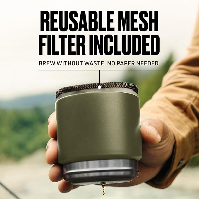 Nest Pour Over Coffee Kit | Coffee Maker for Camping | All-In-One Travel Pour Over | Transportable Dripper, Two 10oz Stainless Steel Travel Mugs | Compact Storage & Adventure Ready | Deep Moss