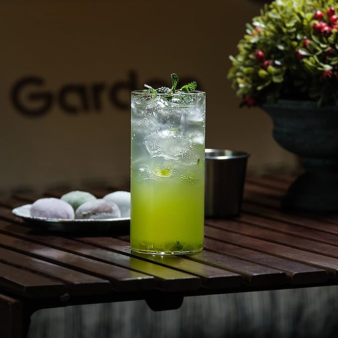 LUXU Drinking Glasses 13 oz, Thin Highball Glasses Set of 4,Elegant Bar Glassware For Water, Juice, Beer, Drinks, and Cocktails and Mixed Drinks,Lead-Free Pint Glasses,Glass Drink Tumblers