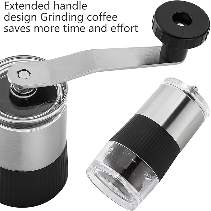 Manual Coffee Bean Grinder - Conical Burr Coffee Grinder with Hand Crank, Portable and Adjustable Settings for Fine to Coarse Grind - Ideal for Camping or Travel